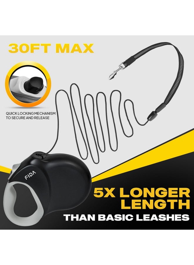 Fida Upgraded Retractable Dog Leash 30ft, Heavy Duty Pet Walking Leash for Medium/Large Breed up to 110 lbs, 360° Tangle-Free Long Retract Dog Lead, Soft Grip, One-Hand Brake, Black - Image 2
