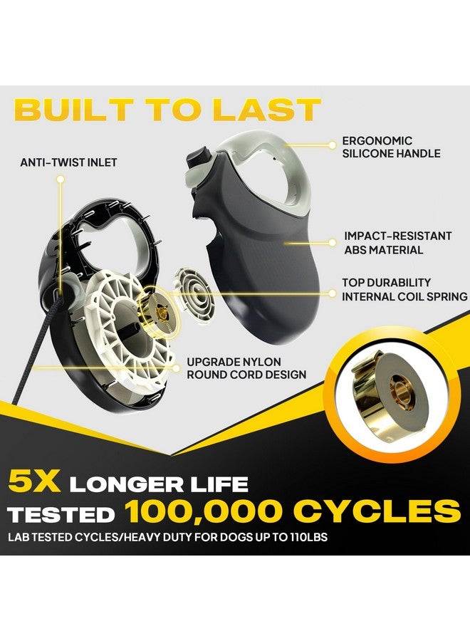 Fida Upgraded Retractable Dog Leash 30ft, Heavy Duty Pet Walking Leash for Medium/Large Breed up to 110 lbs, 360° Tangle-Free Long Retract Dog Lead, Soft Grip, One-Hand Brake, Black - Image 3