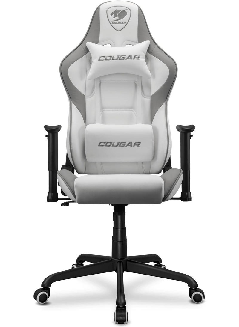 Cougar Armor Elite Gaming Chair, Premium PVC Leather, Full Steel Frame, 160° Reclining Backrest, 2D Adjustable Armrests, Head & Lumbar Pillows, Class 4 Gas Lift, Ergonomic Office & Gaming Chair, White | 3MELIWHB.0001 - Image 1