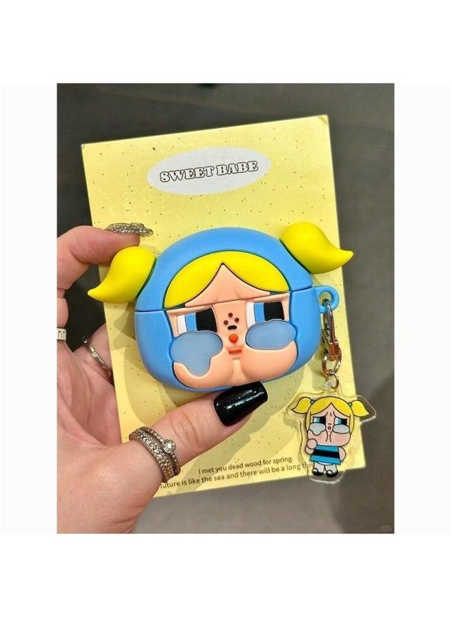 Mind Secret Force Earphone Case Suitable For Airpods4 Apple Wireless Bluetooth 1/2/3/Pro2-Color:Little Policewoman With Blue Headgear And Black Hair + Pendant-Applicable Models:Airpods 1/2 Generation - Image 1