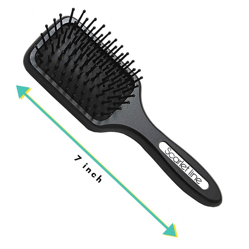Scarlet Line Professional Matte Finish Back Side Crystal Mirror Small Paddle Hair Styling Salon Brush with Wooden Handle for Men n WomenBlack - Image 3