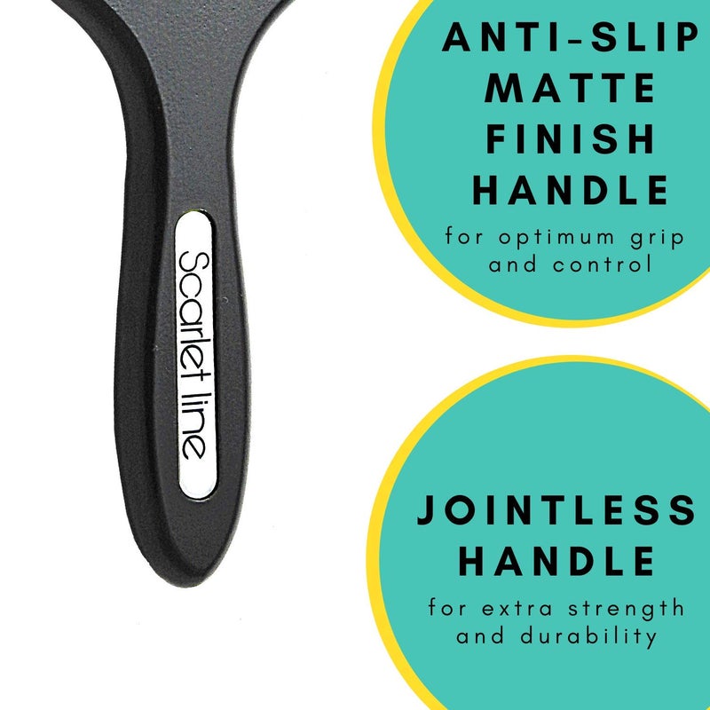Scarlet Line Professional Matte Finish Back Side Crystal Mirror Small Paddle Hair Styling Salon Brush with Wooden Handle for Men n WomenBlack - Image 5