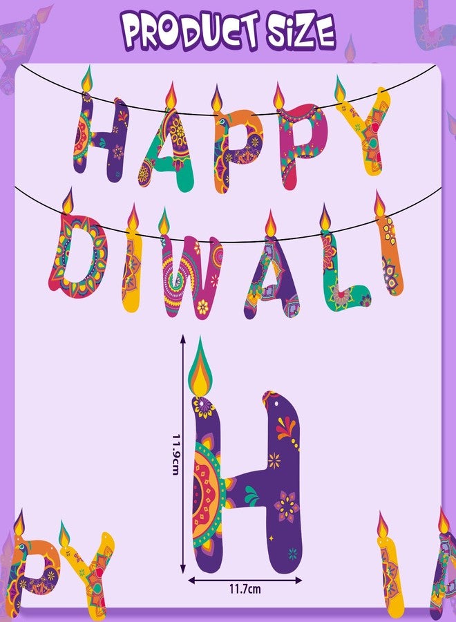 Lincia 38 Pcs Diwali Party Decorations for Home Happy Diwali Banner Deepavali Hanging Swirls Kit Festival Lights Party Decorations Indian Party Supplies Indoor Outdoor Decor - Image 2
