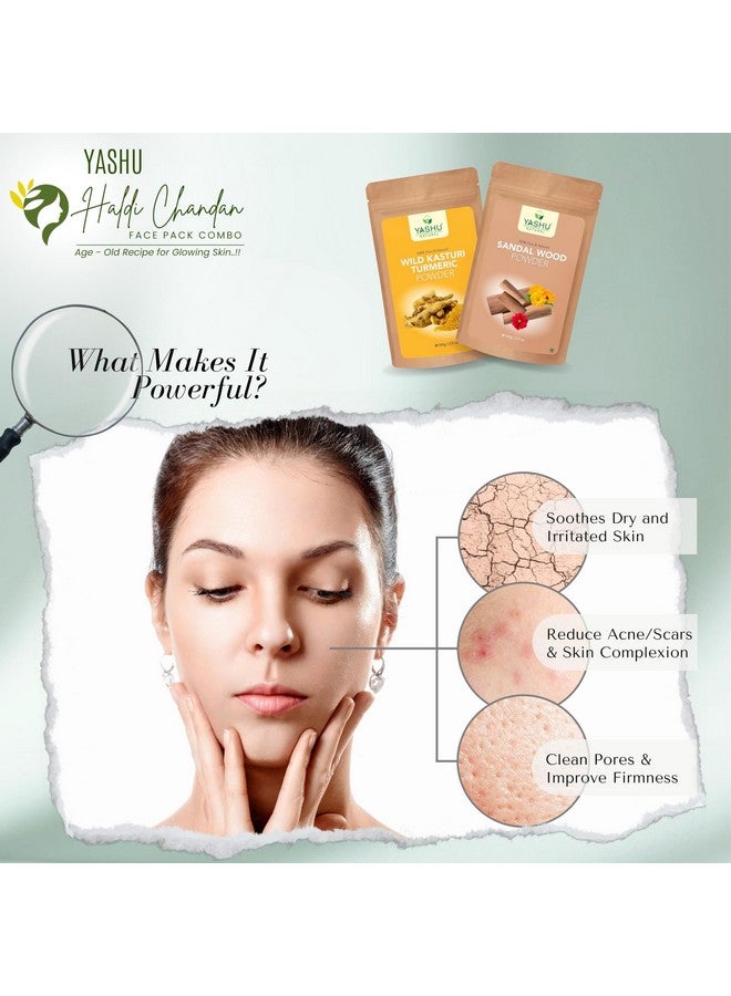 YASHU Organic Lemon Peel Orange Peel Kasturi Turmeric Haldi Sandalwood Face Powder For Glowing Skin | Detan & Brightening Combo Pack Of 4 (400Gm) - Image 5
