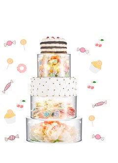 Arabest 3 Pcs Acrylic Cake Stand Clear Cake Riser Cake Cupcake Dessert Display Stand Cake Tier Round Cylinder Display Riser Display Box for Wedding Birthday Party, Inch, 8 Inch and 10 Inch  - Image 1