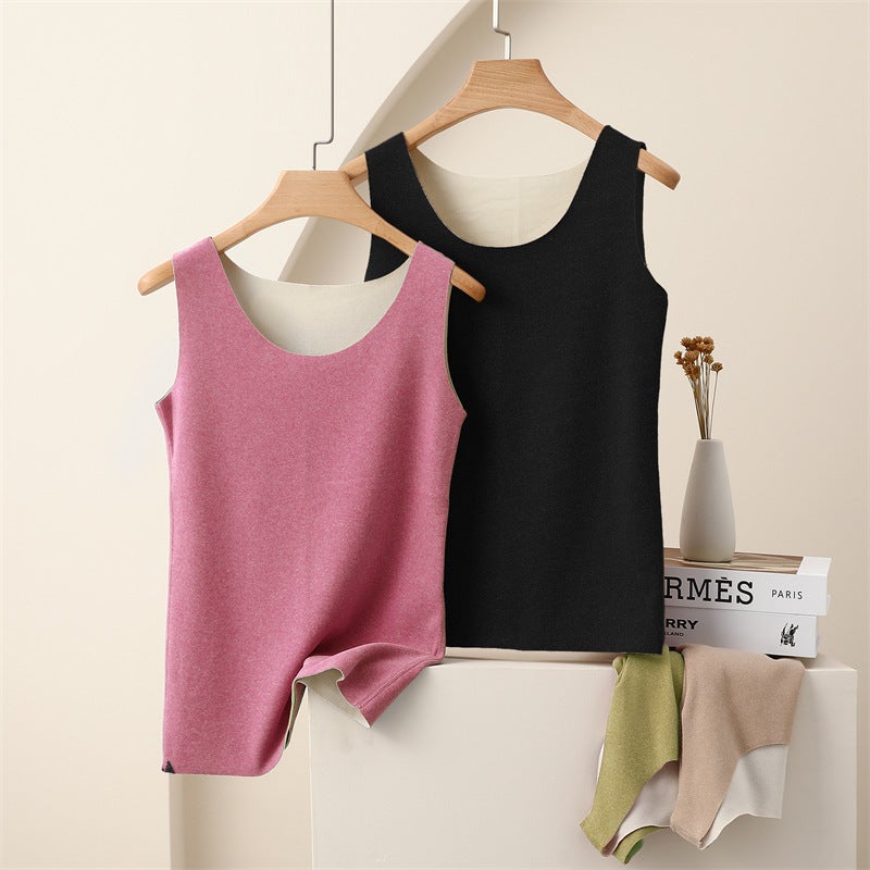 German Velvet Thermal Vest Women'S New Ab Fleece-Lined Slim-Fit Sleeveless Base Shirt Suspender Top - Image 5