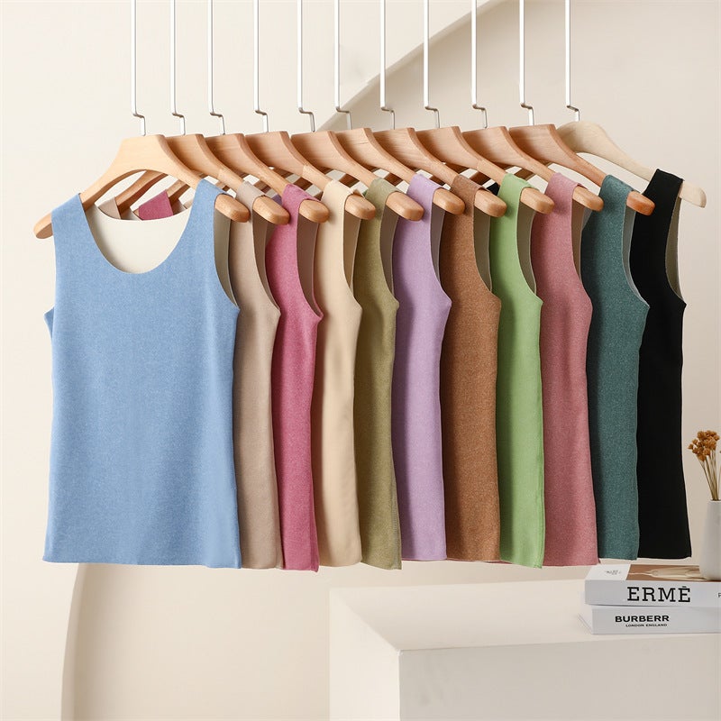 German Velvet Thermal Vest Women'S New Ab Fleece-Lined Slim-Fit Sleeveless Base Shirt Suspender Top - Image 2