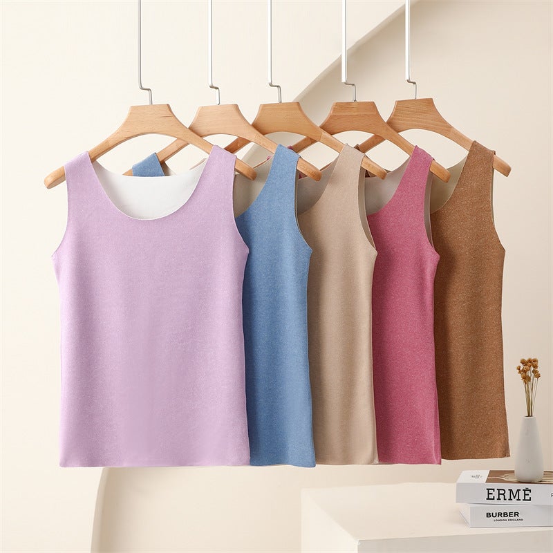 German Velvet Thermal Vest Women'S New Ab Fleece-Lined Slim-Fit Sleeveless Base Shirt Suspender Top - Image 3