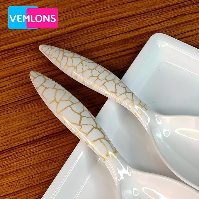 VemlonsServing Spoon Melamine Long Handled Serving Spoon, Tableware, Pack of 4 Piece Rice Serving and Cooking Spoon Set - Image 4