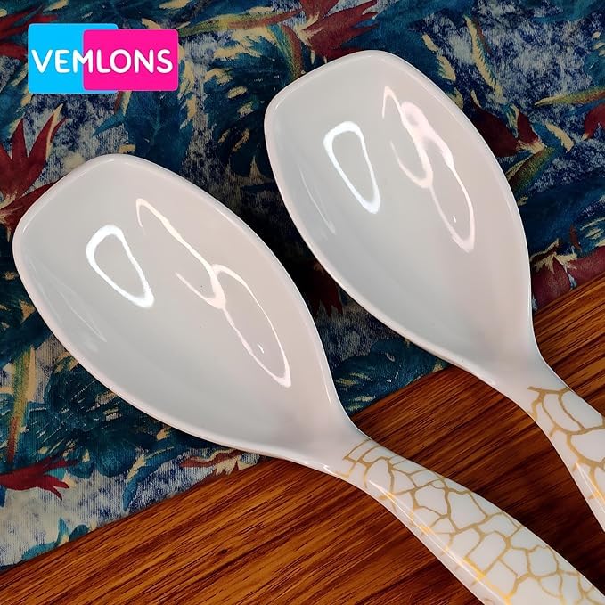 VemlonsServing Spoon Melamine Long Handled Serving Spoon, Tableware, Pack of 4 Piece Rice Serving and Cooking Spoon Set - Image 3