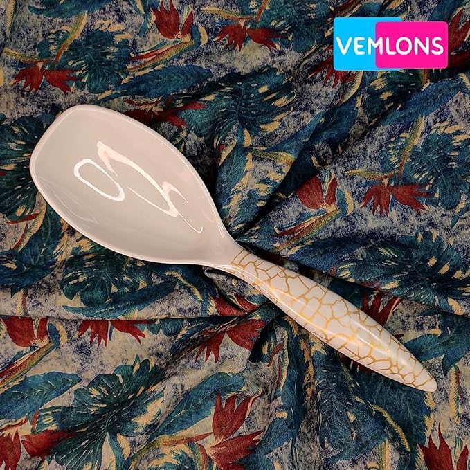 VemlonsServing Spoon Melamine Long Handled Serving Spoon, Tableware, Pack of 4 Piece Rice Serving and Cooking Spoon Set - Image 2