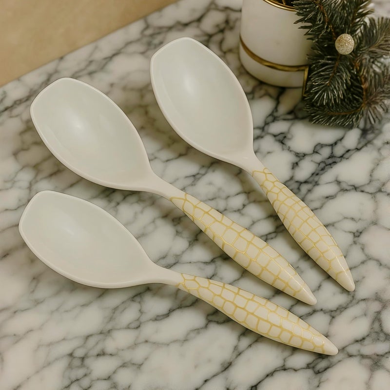 VemlonsServing Spoon Melamine Long Handled Serving Spoon, Tableware, Pack of 4 Piece Rice Serving and Cooking Spoon Set - Image 1