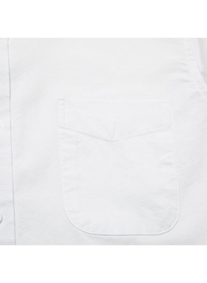 Limeng Cotton Long-sleeve Shirt For Men, Solid Color Pure Cotton Oxford Cloth Casual Shirt, Large Size, White, Size 39 - Image 2