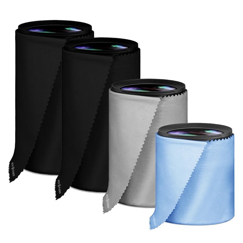 ECO-FUSED EcoFused Camera Lens Pouches Microfiber Lens Cloth Bag 4 Pack Soft Camera Wraps for MultiSized Lenses and Accessories Camera Bag Inserts Home Travel Photography BlackGrayBlue - Image 2