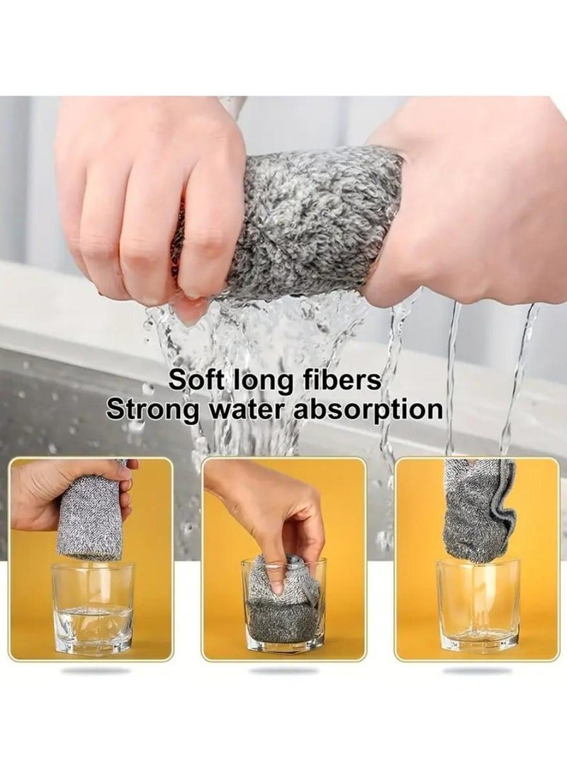 Yalla Pick 10 Pcs Super Absorbent Microfibre Cleaning Cloths,Kitchen Towel,Thick and Fast Drying Bamboo Charcoal Fibre Towel for Car and Kitchen,Non-stick and Washable(25*25cm) - Image 3