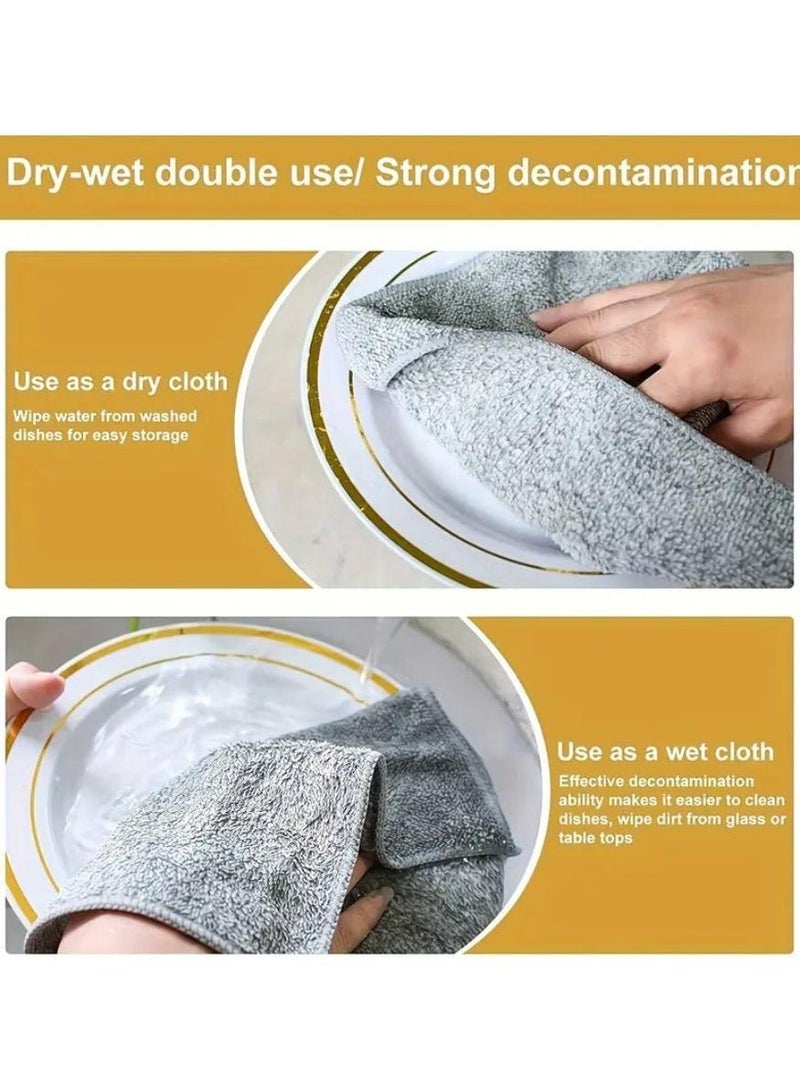 Yalla Pick 10 Pcs Super Absorbent Microfibre Cleaning Cloths,Kitchen Towel,Thick and Fast Drying Bamboo Charcoal Fibre Towel for Car and Kitchen,Non-stick and Washable(25*25cm) - Image 5