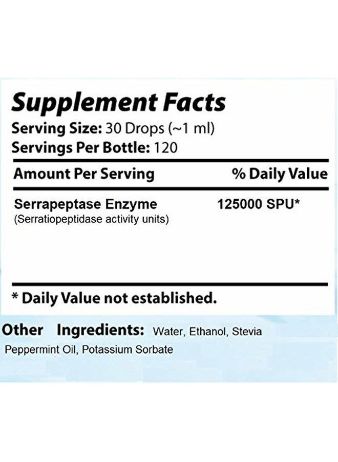 Absonutrix Serrapeptase Enzyme 583mg,125000 spu, 4 Oz drops, 200 Servings, Made in USA, Quick Absorption, Quality Ingredients, Third-Party Tested, Non-GMO, GMP Certified, Cruelty Free Products - Image 4