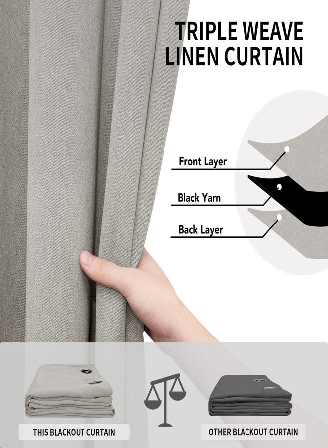 إيزي-جوينج ستارة معتمة سهلة الاستخدام بمظهر الكتان، مقاس 100 × 84 بوصة، ستارة عريضة للغاية لباب الفناء المنزلق، ستارة عازلة للحرارة لغرفة النوم وغرفة المعيشة (لوحة واحدة، لون طبيعي). - Image 2