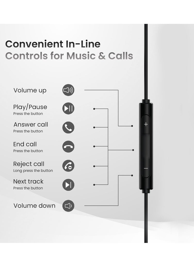 بيوينتي سماعات أذن سلكية كلاسيكية بمنفذ USB-C مزودة بميكروفون وعناصر تحكم مدمجة وصوت ستيريو عالي الدقة وكابل متين بطول 1.2 متر متوافق مع الهواتف الذكية والأجهزة اللوحية وأجهزة الكمبيوتر المحمولة - TE-169 - Image 4