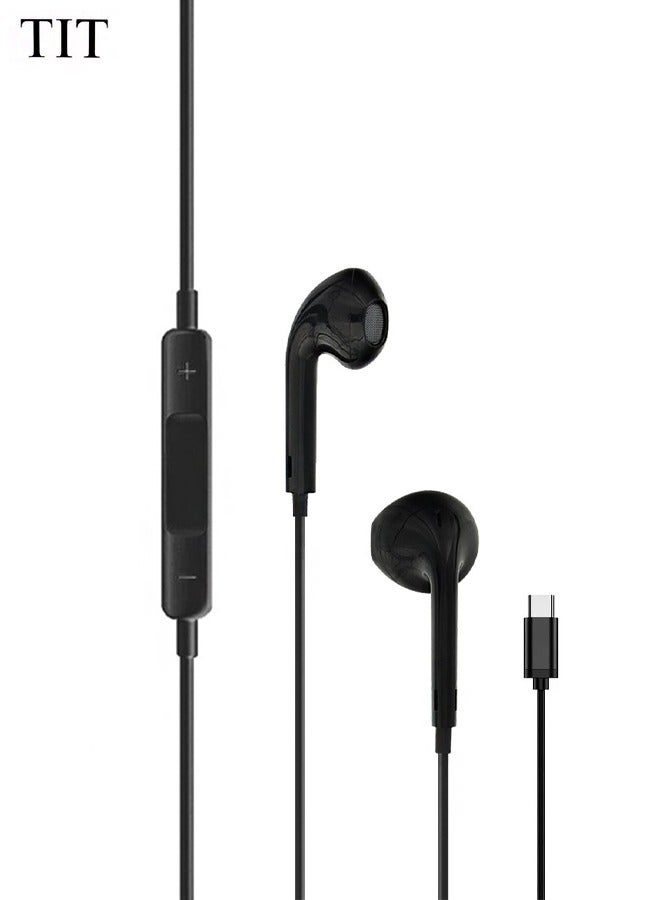 بيوينتي سماعات أذن سلكية كلاسيكية بمنفذ USB-C مزودة بميكروفون وعناصر تحكم مدمجة وصوت ستيريو عالي الدقة وكابل متين بطول 1.2 متر متوافق مع الهواتف الذكية والأجهزة اللوحية وأجهزة الكمبيوتر المحمولة - TE-169 - Image 2