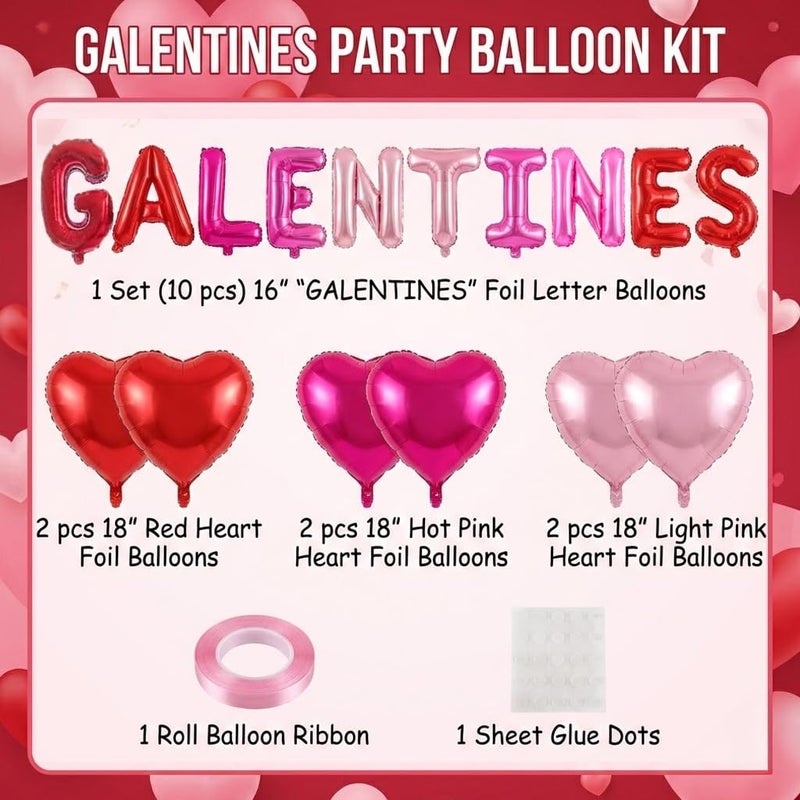 besttideyes Galentines balloons, Galentine's Day Decor,Valentine's Day Balloon Banner, 16in Galentines Balloons with Heart Shaped Balloons for Valentines Day Supplies, Galentine's Day Decorations (pastel pink) - Image 4