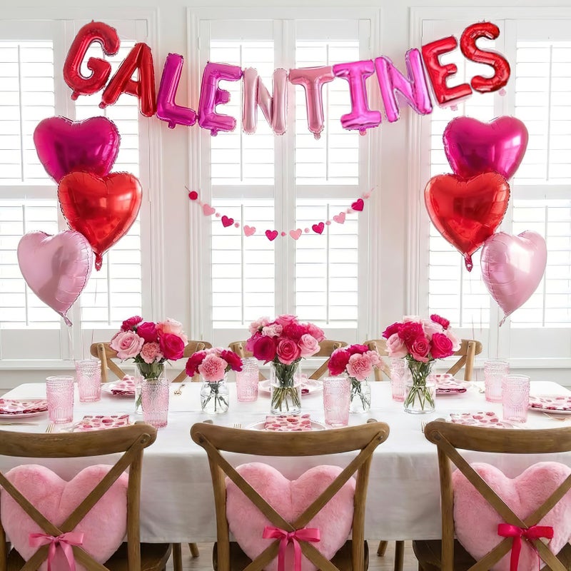besttideyes Galentines balloons, Galentine's Day Decor,Valentine's Day Balloon Banner, 16in Galentines Balloons with Heart Shaped Balloons for Valentines Day Supplies, Galentine's Day Decorations (pastel pink) - Image 1