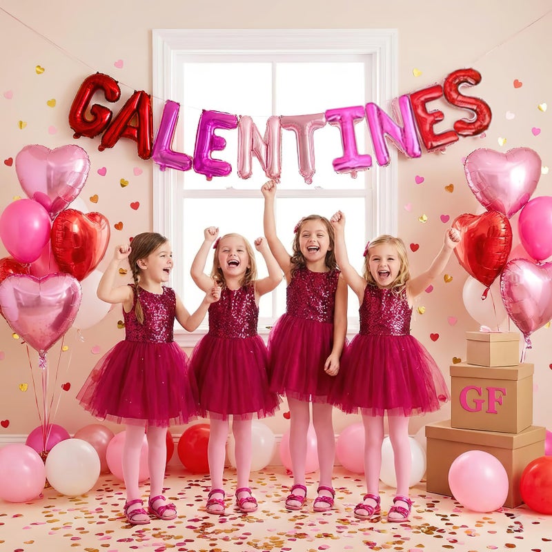 besttideyes Galentines balloons, Galentine's Day Decor,Valentine's Day Balloon Banner, 16in Galentines Balloons with Heart Shaped Balloons for Valentines Day Supplies, Galentine's Day Decorations (pastel pink) - Image 5