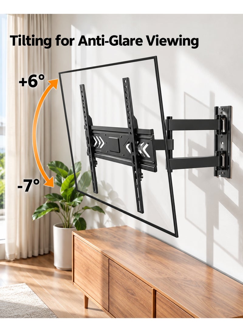 BEETEC TV Wall Mount Full Motion for 26"-75" Flat Panel TVs, Load Capacity 55 kg/121 lbs, VESA Up to 400×400 mm, ±60° Swivel, +6°/-7° Tilt, 52–350 mm Profile, Cable Management - Image 5