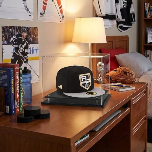 WANLIAN Clear Hat Display CaseSelfAssembly Acrylic Baseball Cap Holder Stand with Stainless Steel Risers Perfect for Sports Caps Mini Helmets Assembly Required - Image 3