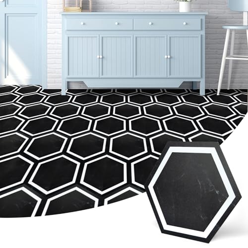 Art3d 30-Pack Hexagon Peel and Stick Flooring Tile Marble Look, Self Adhesive Waterproof Vinyl Floor Tile for Kitchen Bathroom Living Room Bedroom, 11.8" x 10.2" Black Marble - Image 1