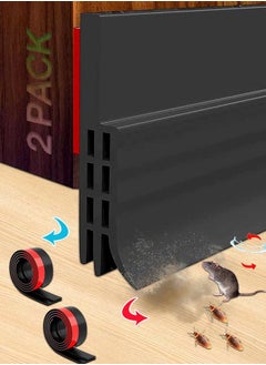 Xoopla (2 pack) Door Draft Stopper, Under Door Draft Blocker , Adjustable Adhesive Rubber Door Seal Waterproof Soundproof for Interior Exterior Doors Guard Against Drafts Dust Noise Animals (5×100CM,Black)  - Image 1