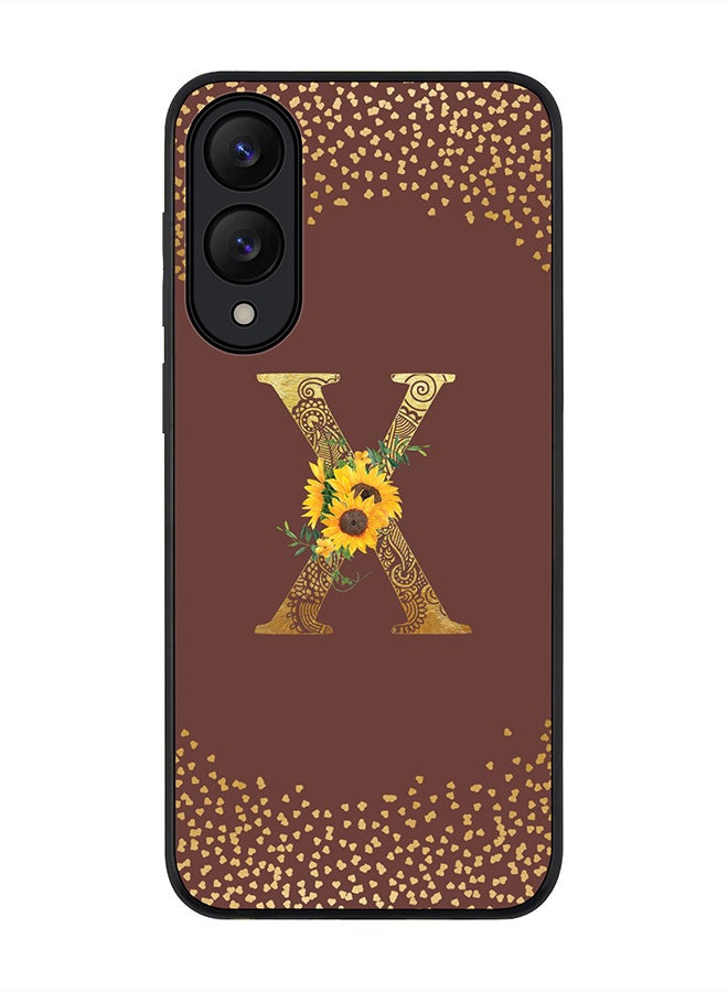 Stylizedd For Samsung Galaxy S25 Edge Case,Slim fit Camera Protection, Shockproof Thin Phone cover  - Custom Floral Monogram - X  (Brown )