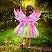 G.C GC 6pcs Girls Fairy Wings Costume Kids Toddler Light Up LED Butterfly Wings with Fairy Ears Wand Crown Tutu Halloween Princess Dress Up Gifts Pink - Image 4