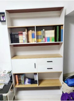 fashionhome Multipurpose Multi-Tier Wooden Bookshelf Large Storage Display Rack with Drawers Vertical Freestanding Floor Shelf Bookcase for Living Room Home Office 102x24x181 cm  - Image 2