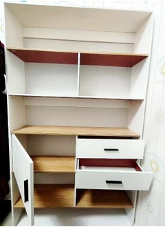 fashionhome Multipurpose Multi-Tier Wooden Bookshelf Large Storage Display Rack with Drawers Vertical Freestanding Floor Shelf Bookcase for Living Room Home Office 102x24x181 cm  - Image 3