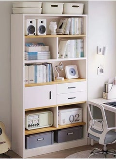 fashionhome Multipurpose Multi-Tier Wooden Bookshelf Large Storage Display Rack with Drawers Vertical Freestanding Floor Shelf Bookcase for Living Room Home Office 102x24x181 cm  - Image 5