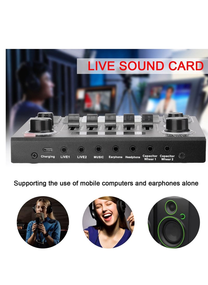 ELTRAZONE Multifunctional Live V9 Sound Card and BM800 Suspension Microphone Kit Broadcasting Condenser Microphone Set Intelligent Webcast Live Sound Card for Computers and Mobile  - Image 4