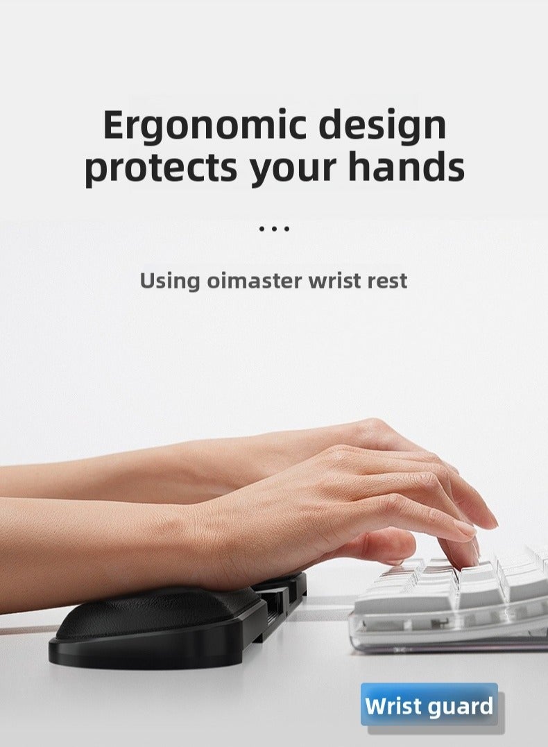 oimaster Keyboard Wrist Rest – Ergonomic Memory Foam PU Leather Pad, Soft & Foldable, Adjustable Length & Angle, Non-Slip ABS Base, Waterproof & Sweatproof, Comfortable Keyboard Hand Support, Wrist Mouse Pad - Image 4