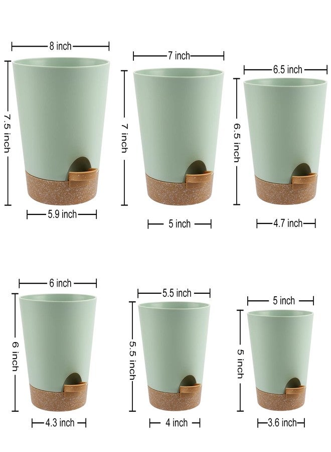 YNNICO Plant Pots Indoor 8/7/6.5/6/5.5/5 Inch Self Watering Planters with Drainage Holes and Saucers, Plastic Flower Pots, Nursery Planting Pot for Indoor Out Door Plants - Image 4