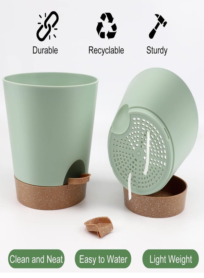 YNNICO Plant Pots Indoor 8/7/6.5/6/5.5/5 Inch Self Watering Planters with Drainage Holes and Saucers, Plastic Flower Pots, Nursery Planting Pot for Indoor Out Door Plants - Image 3