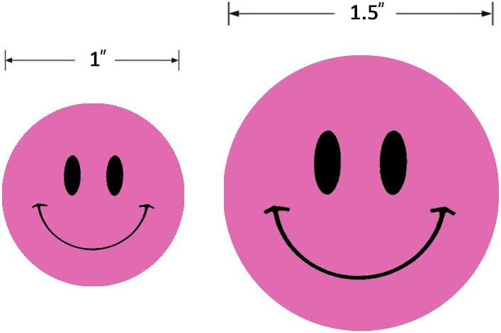 Hcode Happy Face Stickers Roll Circle Dots Paper Labels Reward Stickers Teachers Stickers 500 Pieces per Roll (1.5 inch Pink) - Image 2