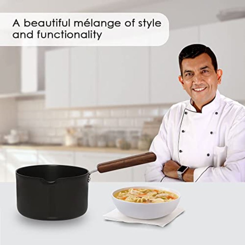 Ebony Hard Anodized Aluminium Sauce Pan 2 Litres/16cm Black/Brown - Image 2