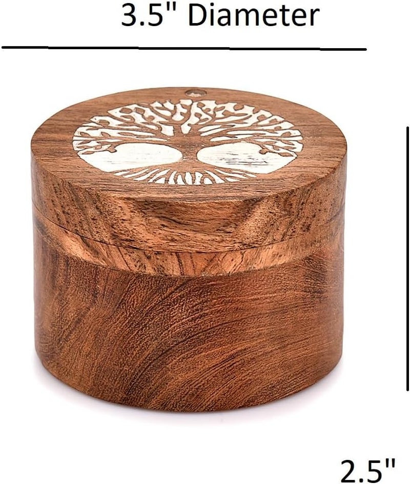 EDHAS Acacia Wood Salt Cellar Box Elegant Kitchen Salt Container Holder with Swivel Lid to Storage Pepper Spice (3.5" x 3.5" x 2.5") - Image 2