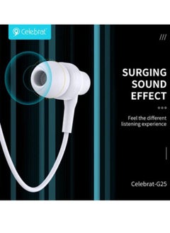 Celebrat G25 Wired Stereo Earphone With Microphone - White - pzsku/Z113830D543F4A88626D7Z/45/_/1735786046/2c7c1295-f252-4b51-b09f-1226b6190425