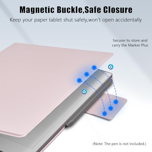 E NET-CASE Case for Remarkable Paper Pro, Premium PU Leather Book Folio with Pen-Buckle, Lightweight Magnetic Case with Auto Sleep/Wake for Remarkable Paper Pro 11.8" 2024 Released (Pink) - Image 2