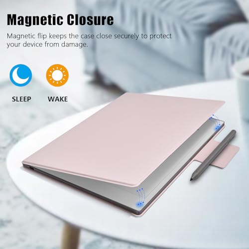 E NET-CASE Case for Remarkable Paper Pro, Premium PU Leather Book Folio with Pen-Buckle, Lightweight Magnetic Case with Auto Sleep/Wake for Remarkable Paper Pro 11.8" 2024 Released (Pink) - Image 3