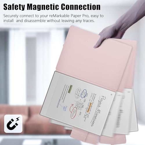 E NET-CASE Case for Remarkable Paper Pro, Premium PU Leather Book Folio with Pen-Buckle, Lightweight Magnetic Case with Auto Sleep/Wake for Remarkable Paper Pro 11.8" 2024 Released (Pink) - Image 5