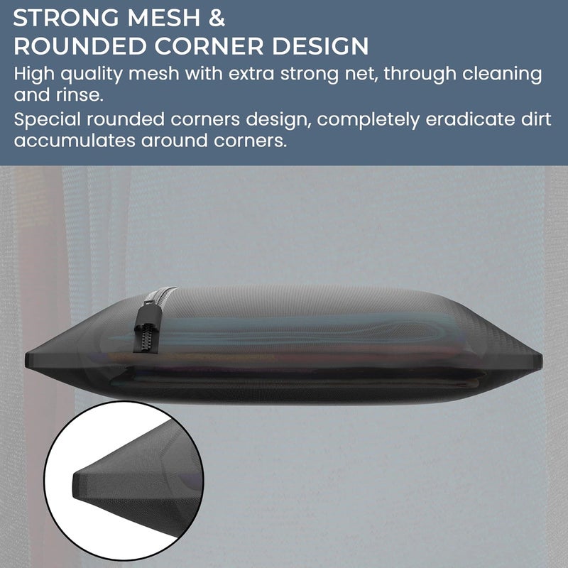 Kuber Industries Set of 9 Polyester Mesh Laundry Bag with Zip Reusable Washing Bags for Washing Machine Ideal for Delicate Fabrics Lingerie Shoes Protection YZ2BLK Plain Black - Image 4