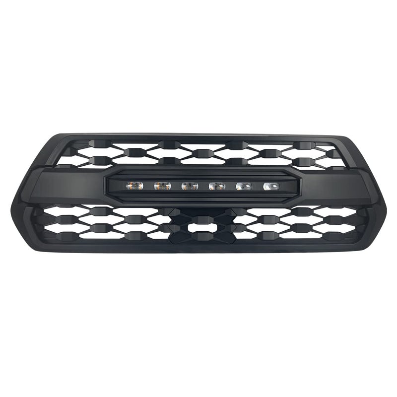 MEGAIE TRD Pro Style Grille Compatible with Tacoma 2016 2017 2018 2019 2020 2021, Matte Black Front Grill with LED Off-Road Lights, Not for Trucks w/Radar Behind Emblem - Image 2