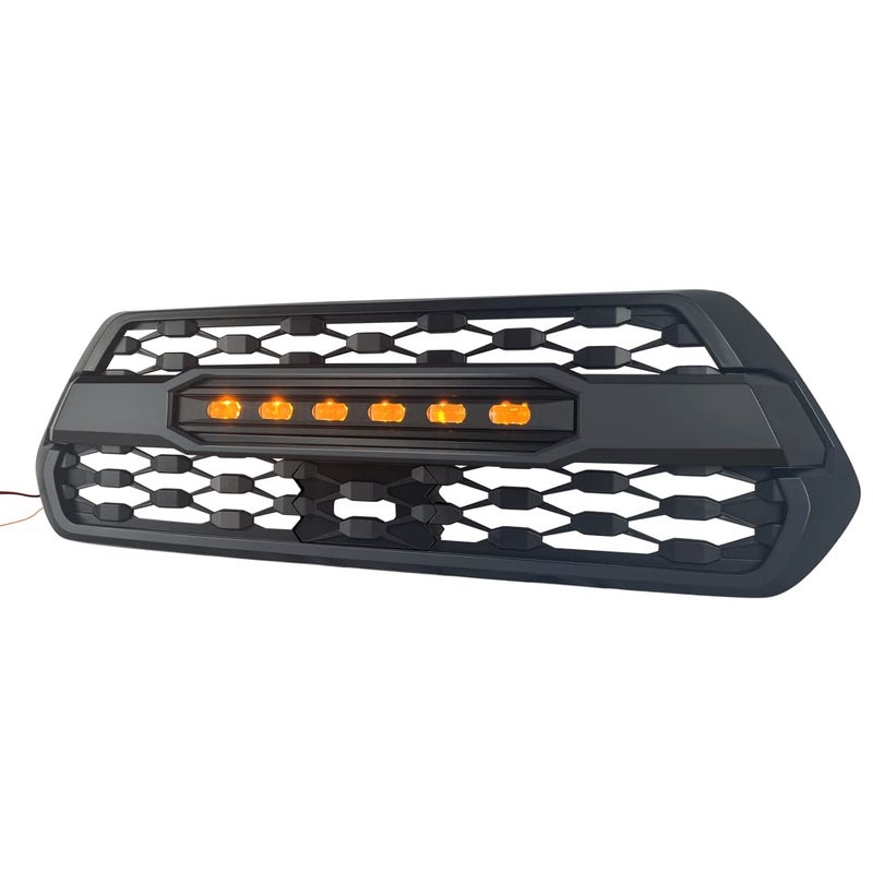 MEGAIE TRD Pro Style Grille Compatible with Tacoma 2016 2017 2018 2019 2020 2021, Matte Black Front Grill with LED Off-Road Lights, Not for Trucks w/Radar Behind Emblem - Image 4